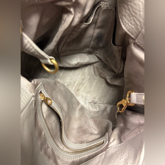 Marc Jacobs Gray Leather Shoulder Bag with Gold Accents - Picture 4 of 5